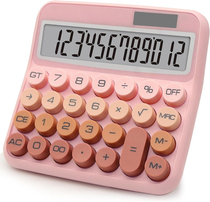 UPSIME Pink Brown Calculator, Big Button Calculator with Large LCD Display, Pink Office Desk Accessory for Offices, Schools, Homes and Businesses - Image 1
